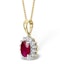 Ruby 7 x 5mm And Diamond 18K Yellow Gold Pendant Necklace - image 2