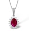 Ruby 7 x 5mm And Diamond 18K White Gold Pendant Necklace FER27-TY - image 1