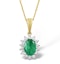 Emerald 0.80CT And Diamond 18K Yellow Gold Pendant Necklace - image 1