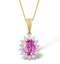 Pink Sapphire 7 X 5mm and Diamond 18K Yellow Gold Pendant Necklace - image 1