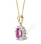 Pink Sapphire 7 X 5mm and Diamond 18K Yellow Gold Pendant Necklace - image 2