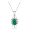 Emerald 0.80CT And Diamond 9K White Gold Pendant Necklace - image 1