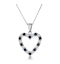 9K White Gold 0.03ct Diamond and Sapphire Heart Pendant Necklace - image 1