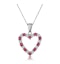 Ruby 0.68CT And Diamond 9K White Gold Heart Pendant Necklace - image 1