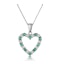 Emerald 0.54CT And Diamond 9K White Gold Heart Pendant Necklace - image 1