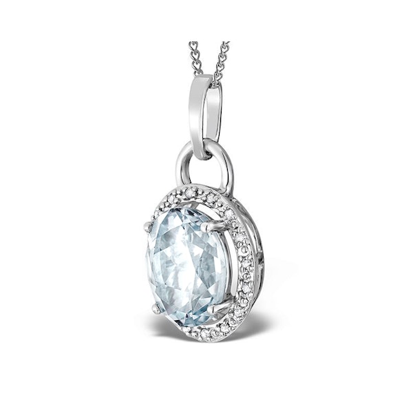 Aquamarine 2.69ct And Diamond 9K White Gold Pendant Necklace - Image 2
