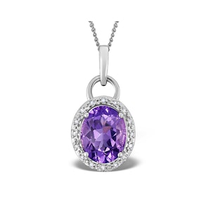Amethyst 2.34CT And Diamond 9K White Gold Pendant Necklace