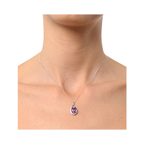 Amethyst 2.34CT And Diamond 9K White Gold Pendant Necklace - Image 3