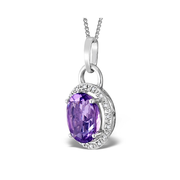 Amethyst 2.34CT And Diamond 9K White Gold Pendant Necklace - Image 2