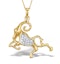 9K Gold Diamond Aries Pendant Necklace 0.07ct - image 1