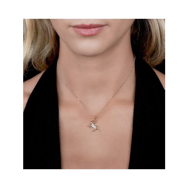 9K Gold Diamond Aries Pendant Necklace 0.07ct - Image 2