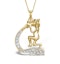 9K Gold Diamond Aquarius Pendant Necklace 0.07ct - image 1