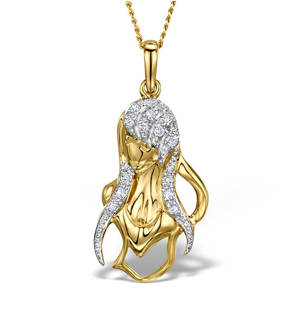 9K Gold Diamond Virgo Pendant Necklace 0.08ct - image 1
