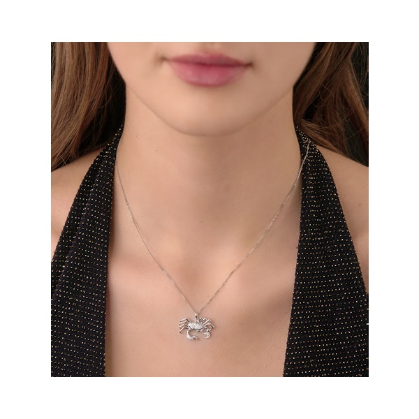 9K White Gold Diamond Cancer Pendant Necklace 0.06ct - Image 2