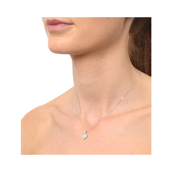 Heart Pendant Necklace 0.09ct Diamond 9K White Gold - Image 3