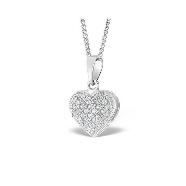 Heart Pendant Necklace 0.09ct Diamond 9K White Gold - Image 2