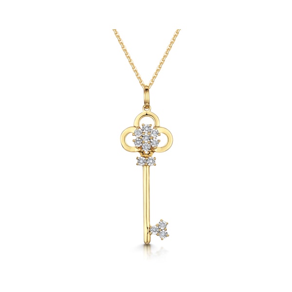 Allura Collection Key Diamond Pendant Necklace 0.07ct in 9K Gold - Image 1