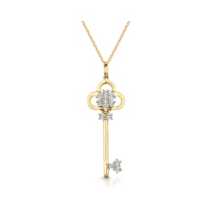 Allura Collection Key Diamond Pendant Necklace 0.07ct in 9K Gold