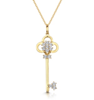 Allura Collection Key Diamond Pendant Necklace 0.07ct in 9K Gold