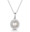 Pearl and Diamond Halo Stellato Pendant Necklace in 9K White Gold - image 1