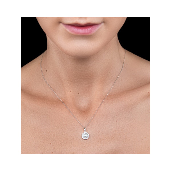 Pearl and Diamond Halo Stellato Pendant Necklace in 9K White Gold - Image 2