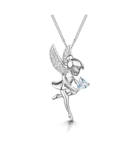 Pixie Aquamarine and Diamond Stellato Pendant Necklace 9K White Gold
