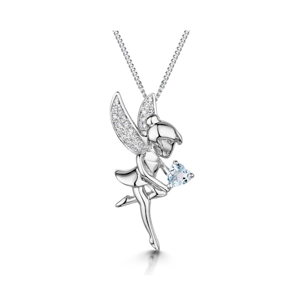 Pixie Aquamarine and Diamond Stellato Pendant Necklace 9K White Gold - Image 1