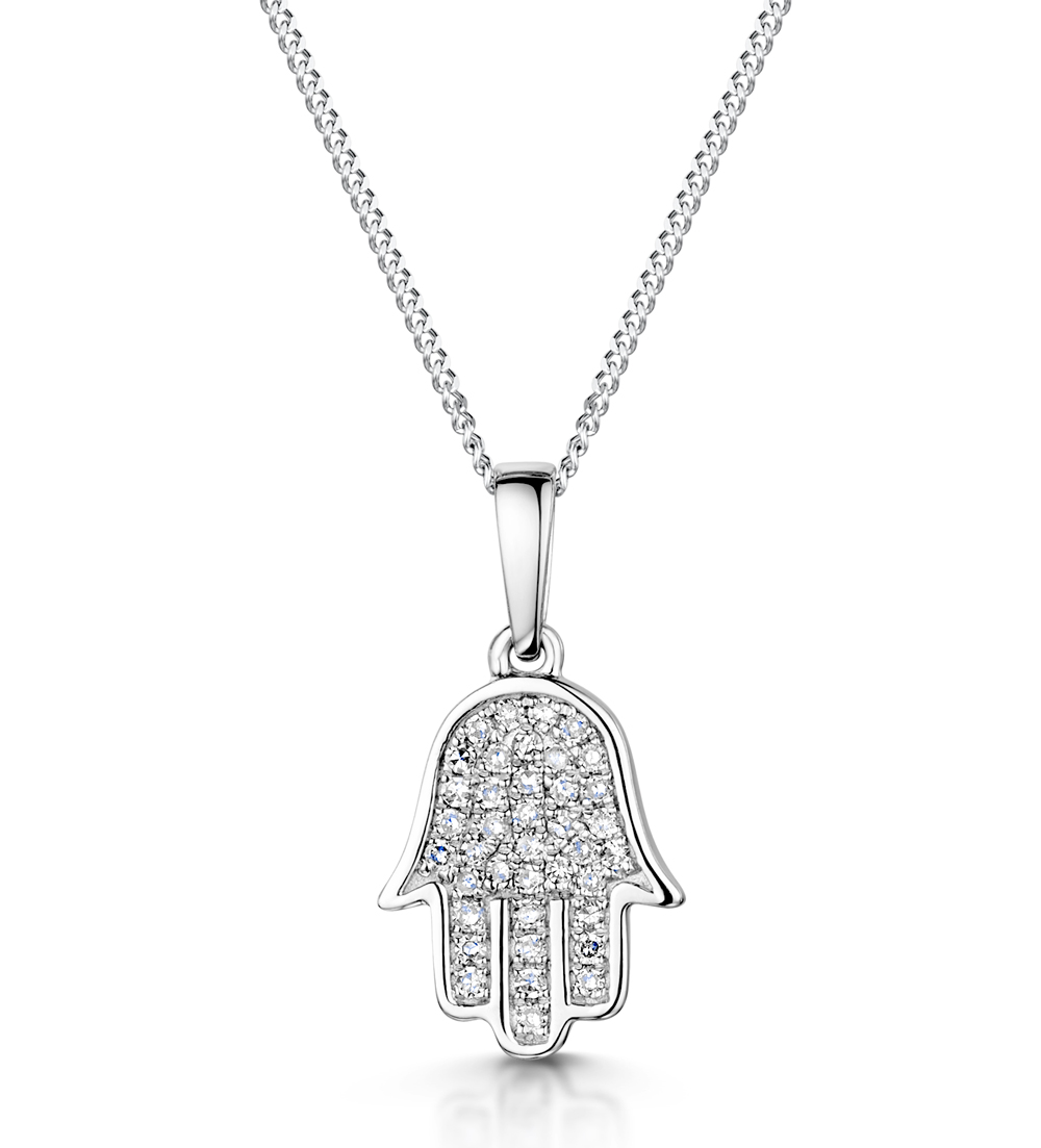 Stellato Diamond Hamsa Pendant Necklace 