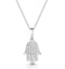 Stellato Diamond Hamsa Pendant Necklace 0.13ct 9K in White Gold - image 1