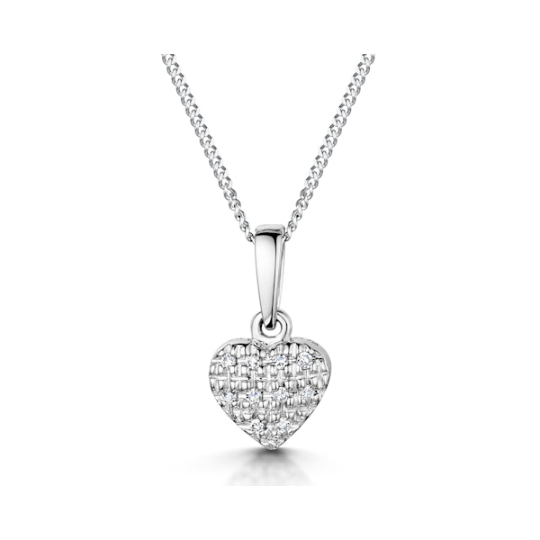 Stellato Diamond Heart Pendant Necklace 0.04ct in 9K White Gold - Image 1