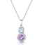 Amethyst Blue Topaz and Diamond Pendant Necklace in 9K White Gold - image 1