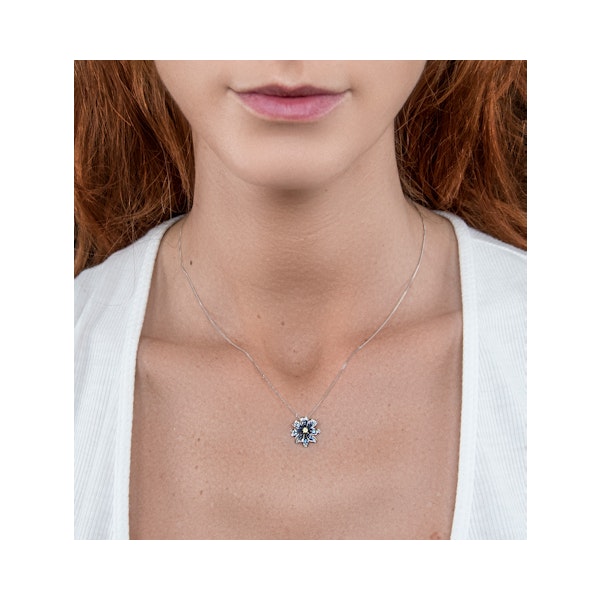 Blue and Yellow Sapphire Diamond Pendant Necklace in 9K White Gold - Image 2