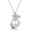 Button Pearl and Diamond Stellato Pendant Necklace in 9K White Gold - image 1