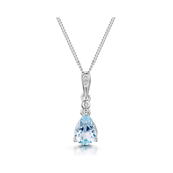 Stellato Collection Blue Topaz Diamond Necklace in 9K White Gold - Image 1