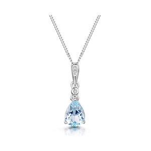 Stellato Collection Blue Topaz Diamond Necklace in 9K White Gold