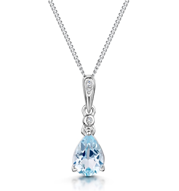 Stellato Collection Blue Topaz Diamond Necklace in 9K White Gold - image 1
