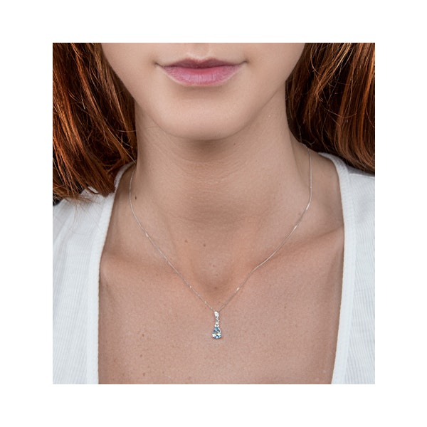 Stellato Collection Blue Topaz Diamond Necklace in 9K White Gold - Image 2