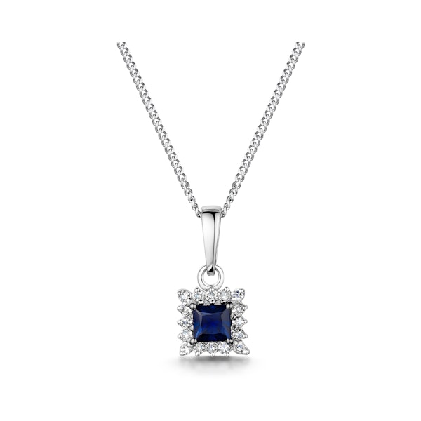 Stellato Sapphire and Diamond Pendant Necklace in 9K White Gold - Image 1