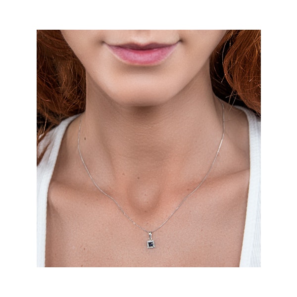 Stellato Sapphire and Diamond Pendant Necklace in 9K White Gold - Image 2