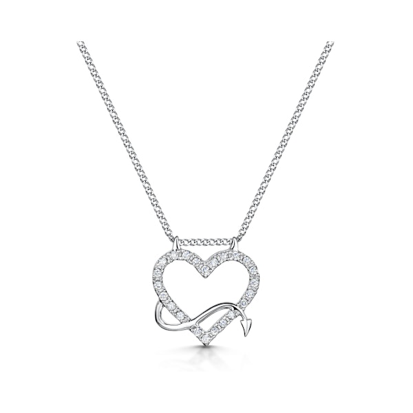 Devilish Diamond Heart Necklace in 9ct White Gold - Image 1