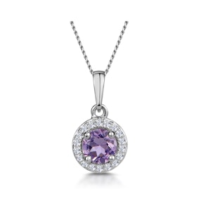 0.33ct Amethyst and Diamond Stellato Necklace in 9K White Gold