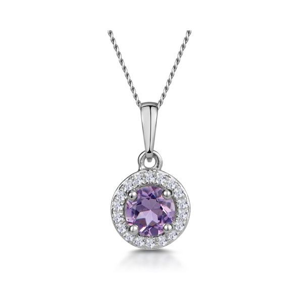 0.33ct Amethyst and Diamond Stellato Necklace in 9K White Gold - Image 1
