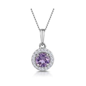 0.33ct Amethyst and Diamond Stellato Necklace in 9K White Gold