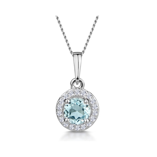 0.38ct Aquamarine and Diamond Stellato Necklace in 9K White Gold - Image 1
