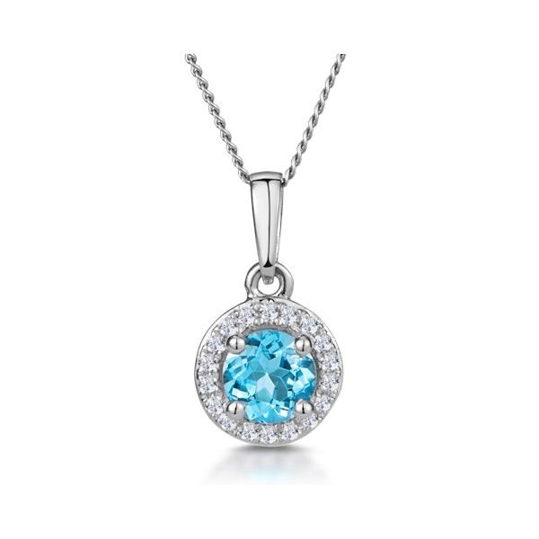 0.37ct Swiss Blue Topaz and Diamond Stellato Necklace in White Gold - Image 1