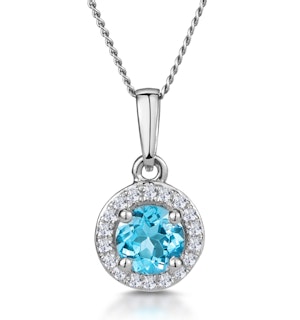 0.37ct Swiss Blue Topaz and Diamond Stellato Necklace in White Gold