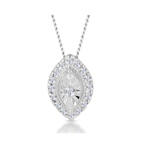 Masami Diamond Marquise Halo Necklace 0.10ct Pave Set in 9K White Gold
