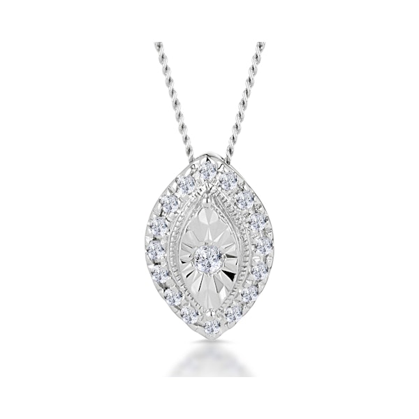 Masami Diamond Marquise Halo Necklace 0.10ct Pave Set in 9K White Gold - Image 1