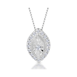 Masami Lab Diamond Marquise Halo Necklace 0.10ct Pave Set in 925 Sterling Silver