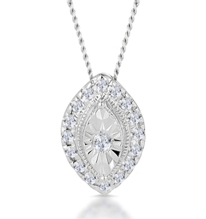 Masami Diamond Marquise Halo Necklace 0.10ct Pave Set in 9K White Gold